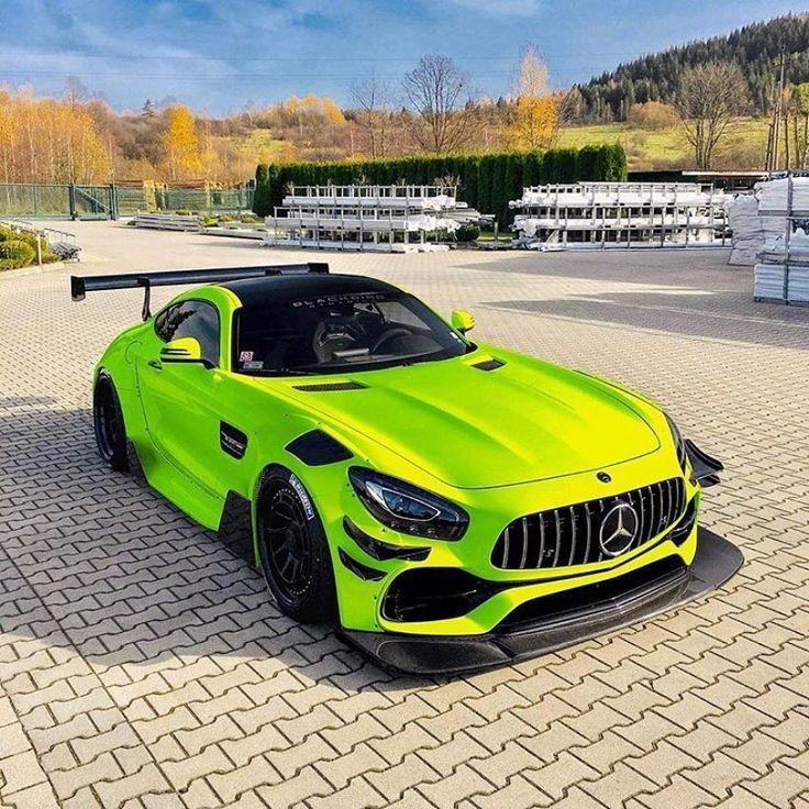 Green Mercedes-AMG GT sports car
