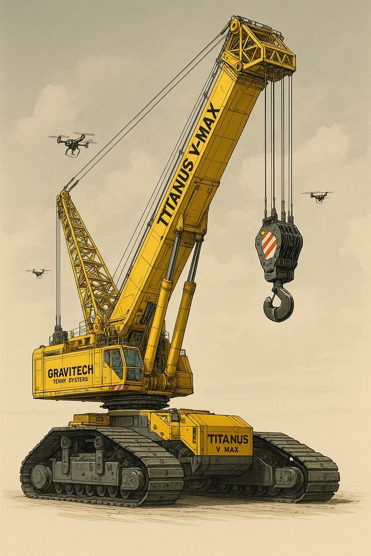 Large tracked crane at a job site