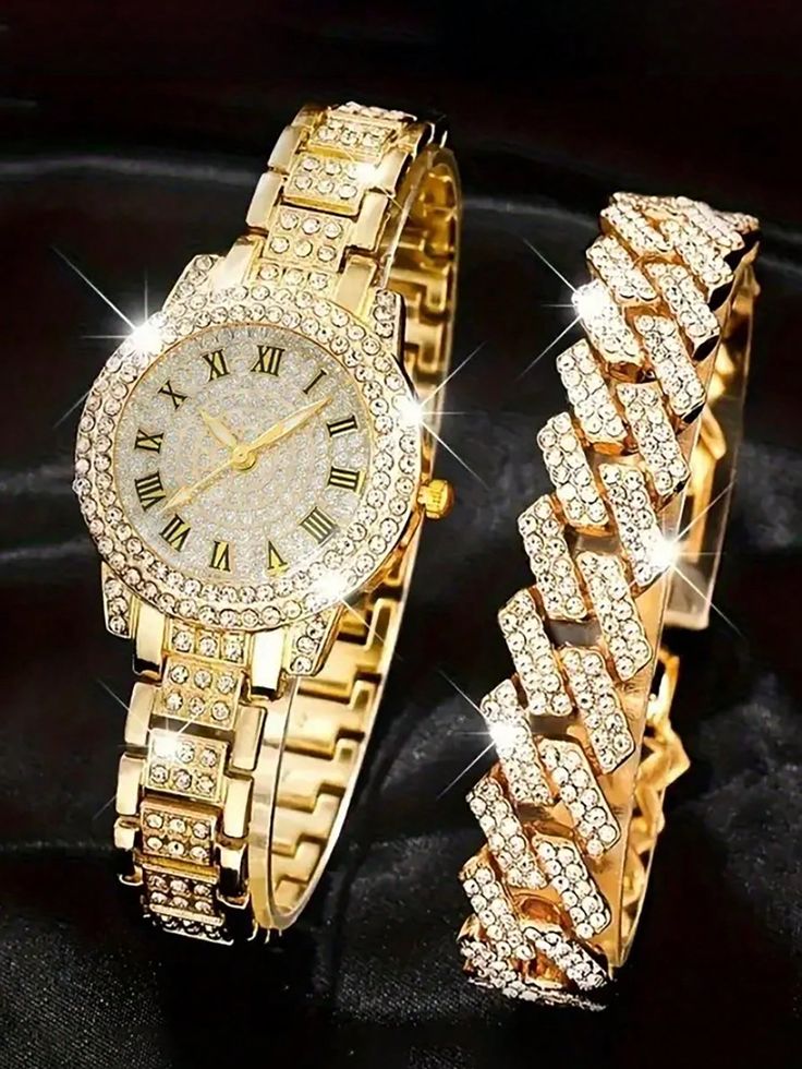 Diamond watch and bracelet