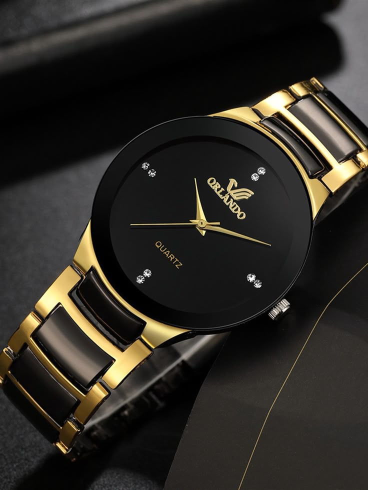 Black and gold men's chronograph watch